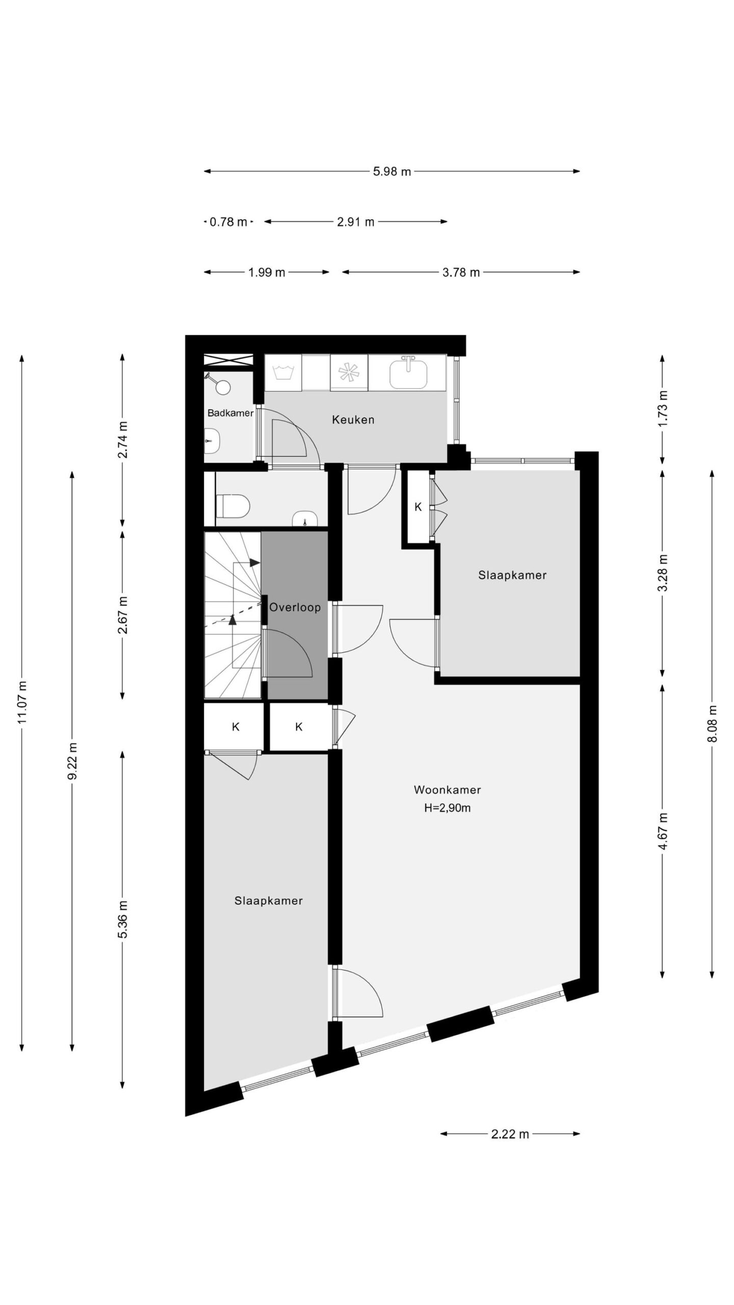 Plattegrond 28B op 3e verdieping