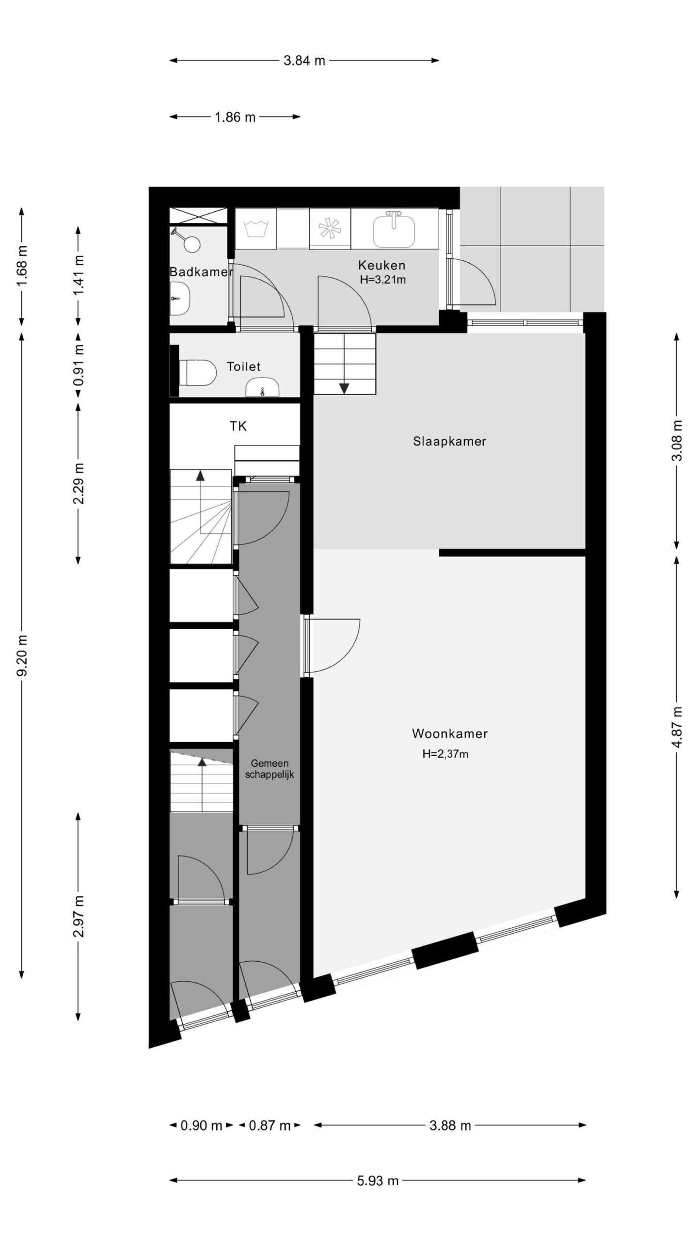 Plattegrond 28D op de begane grond