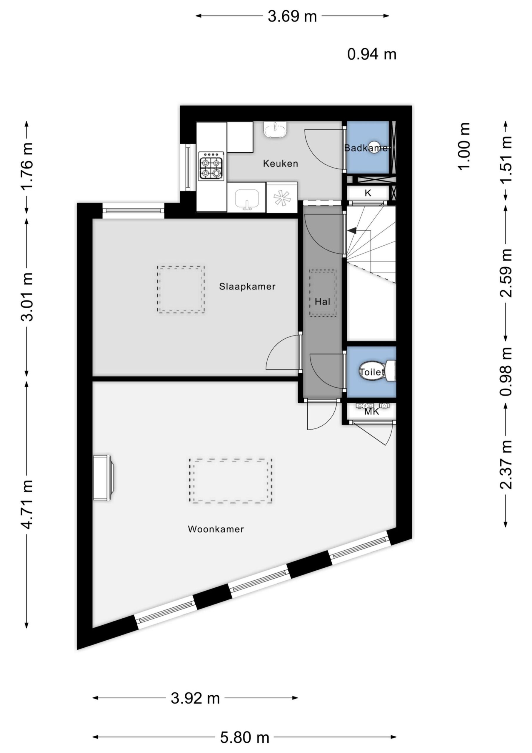 Plattegrond 30E op de 4e verdieping