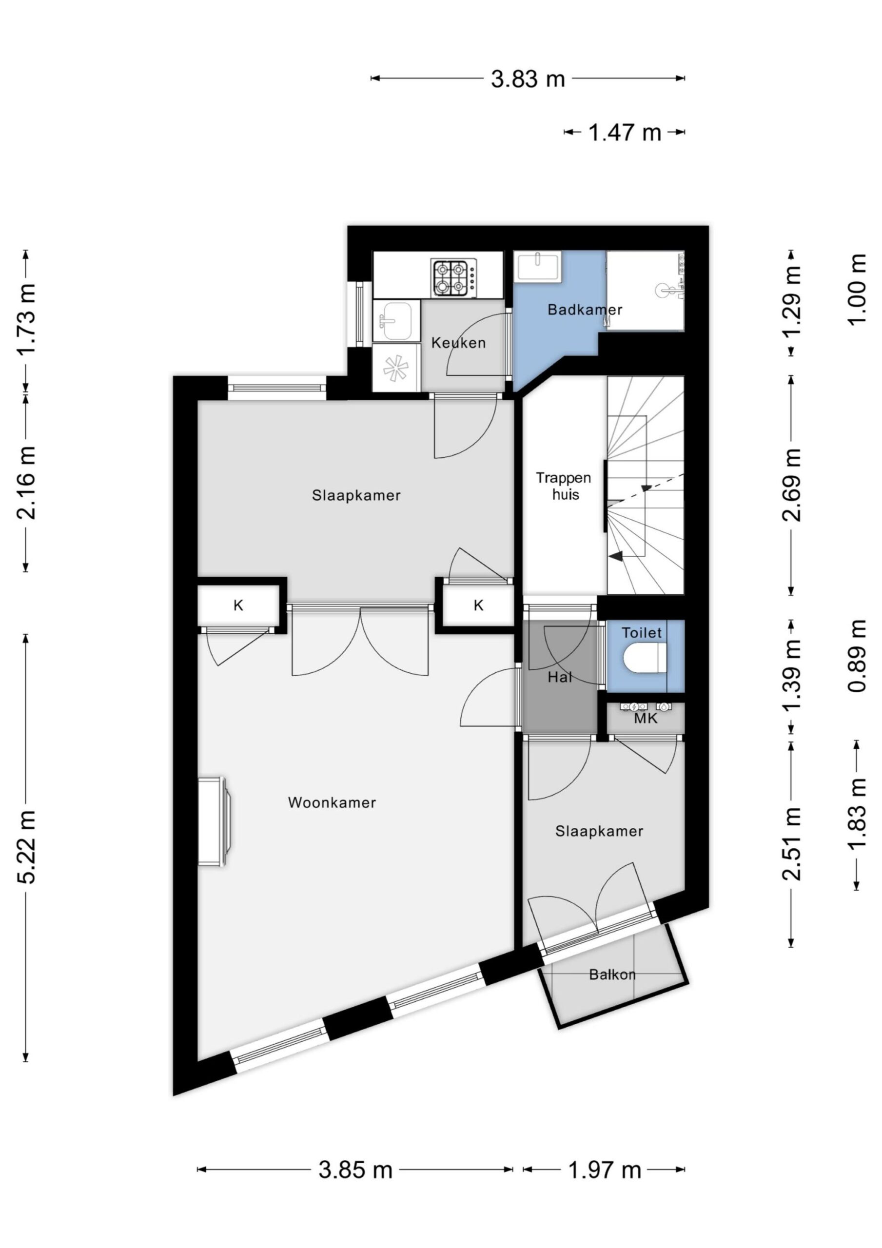 Plattegrond 30C op de 2e verdieping